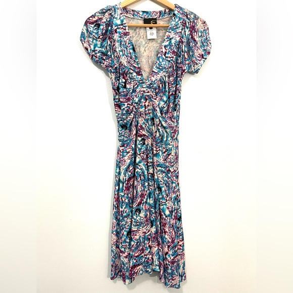 Just Cavalli Psychedelic Circle Print Jersey Deep V Neck Dress M - Picture 1 of 13
